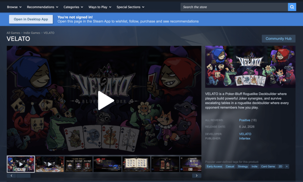 Velato Poker Bluff Roguelike