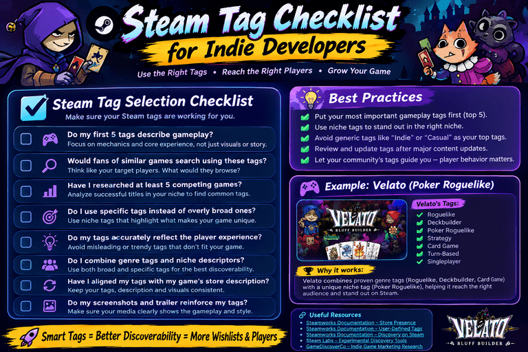 Steam Tags Checklist for Indie Dev
